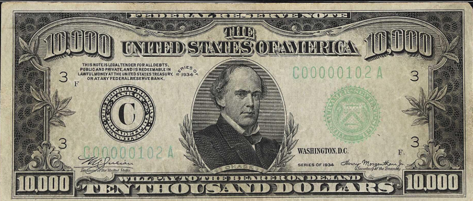 $10,000 bill, Source: Stack's Bowers